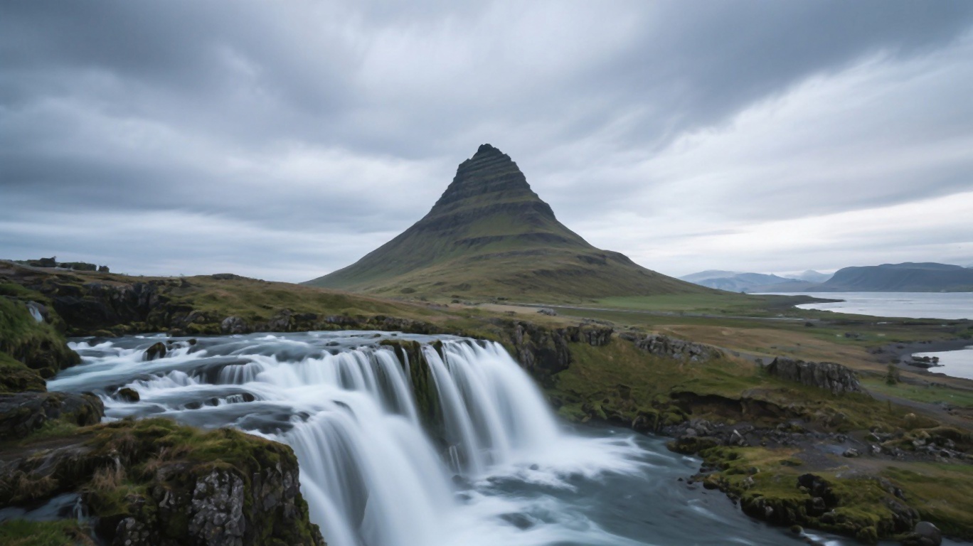 Kirkjufell mountain with waterfall in the foreground, Snaefellsnes Peninsula
