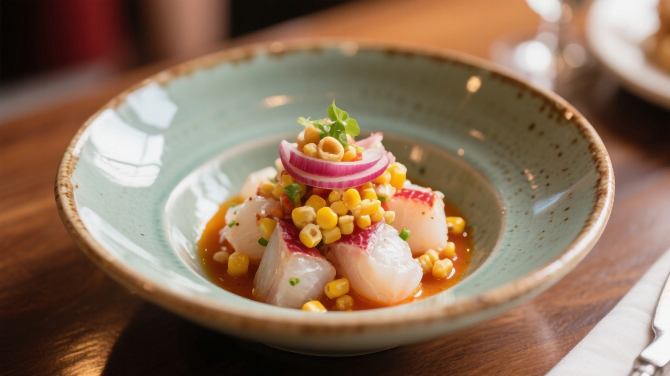 Fresh ceviche served at a Lima restaurant with leche de tigre